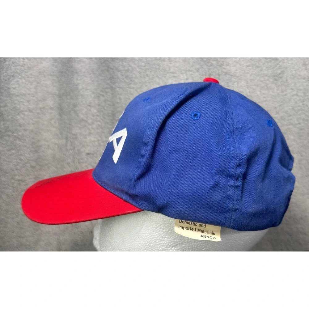 ANNCO USA Snapback Hat Mens OSFA Blue Red Vintage Signed Stan Smith Flag Cap